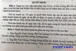 Theo Quyết định, ông Cục phó Nguyễn Xuân Quang là Trưởng đoàn thanh tra.