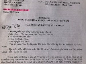 Xét xử sơ thẩm hình sự vụ “Cố ý gây thương tích” xảy ra thị xã An Nhơn (Bình Định): CẦN “MỔ XẺ” NHỮNG NGHI VẤN… TỪ BẢN ÁN SƠ THẨM (?!)