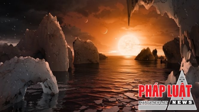 Hình ảnh mô phỏng về một trong số 7 hành tinh của hệ Trappist-1, hành tinh TRAPPIST-1f - Ảnh: NASA/JPL-Caltech