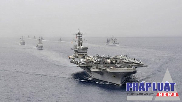 Siêu hàng không mẫu hạm Carl Vinson trong ọột cuộc tập trận chung ở Ấn Độ Dương. (Ảnh: Hải quân Mỹ)