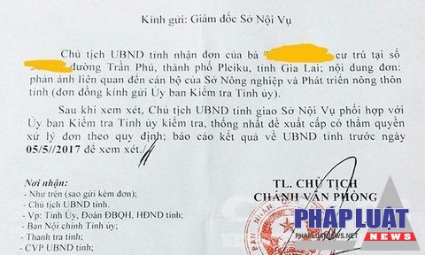 Văn bản chỉ đạo xử lý vụ "Quan" Sở bị vợ tố ngoại tình lên Chủ tịch tỉnh Gia Lai