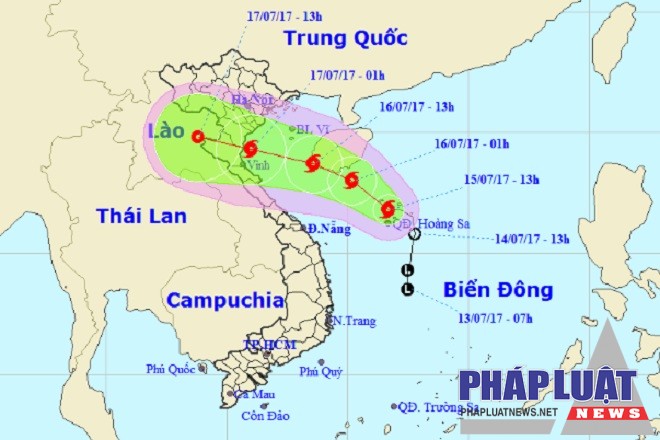 Vị trí và hướng di chuyển tiếp theo của bão số 2 – Talas. Ảnh Trung tâm Dự báo KTTVTƯ