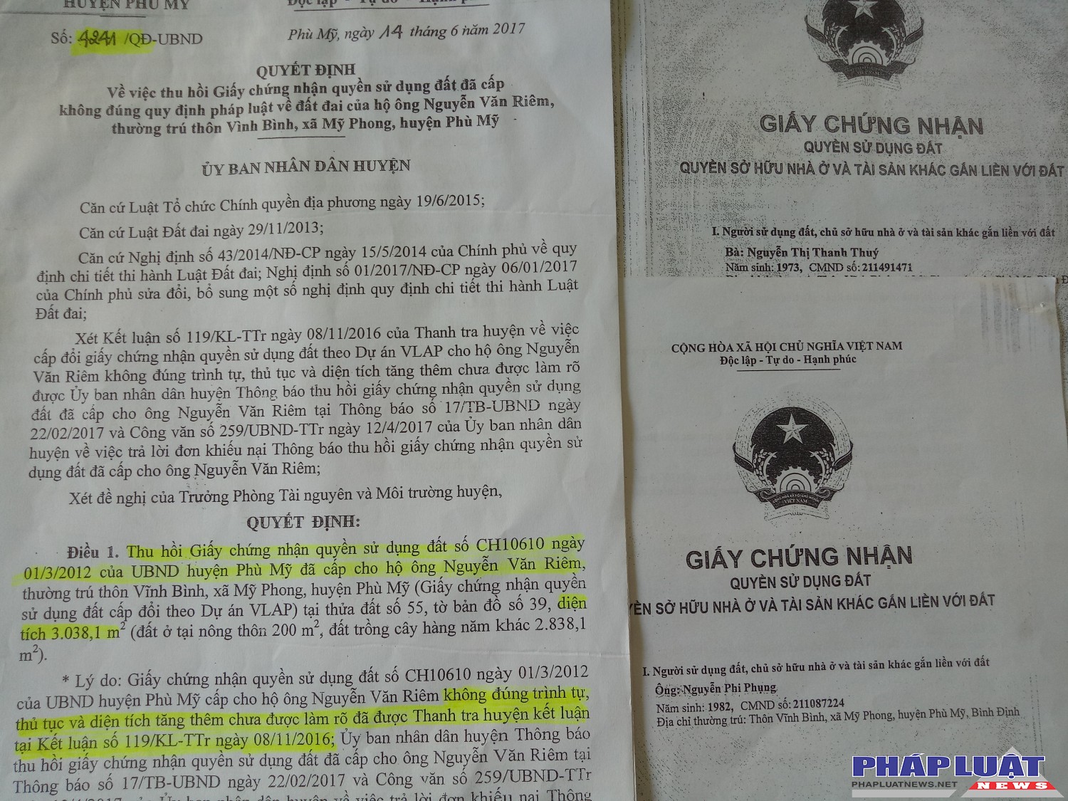 Chủ tịch UBND huyện Phù Mỹ (Bình Định) cần sửa sai quyết định ban hành trái pháp luật (!?)