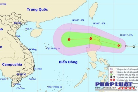 Bão giật cấp 13, hướng thẳng vào miền Trung