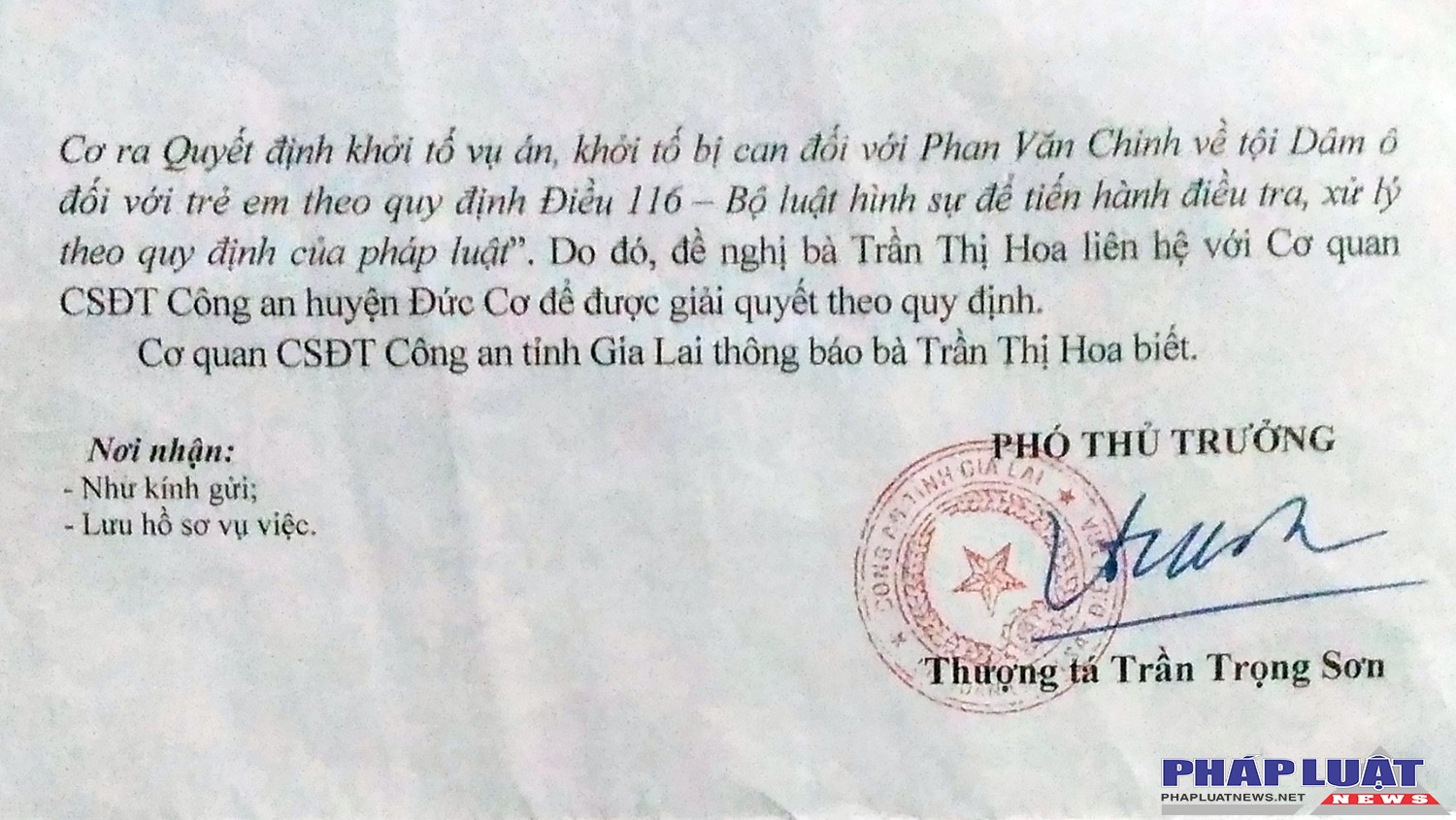 Công an tỉnh Gia Lai yêu cầu khởi tố vụ án, khởi tố bị can