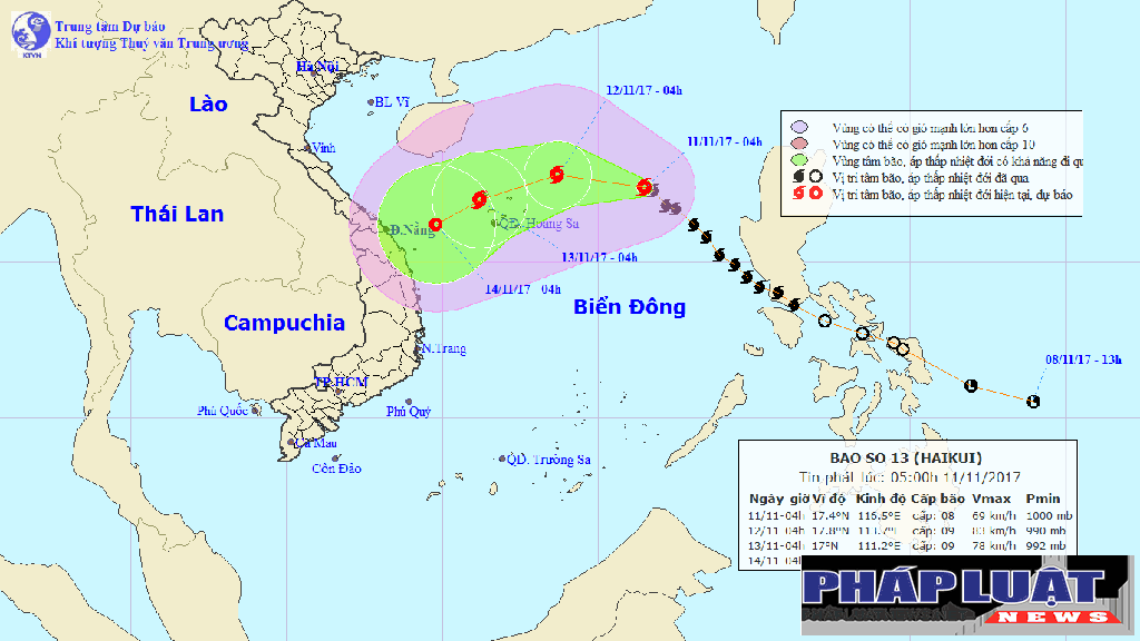 Đường đi cơn bão số 13