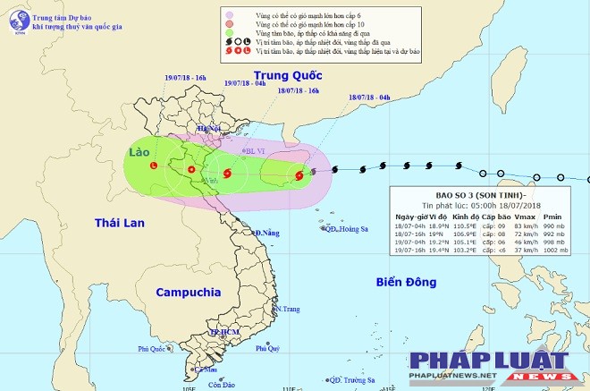 Bao so 3 tang cap di chuyen voi toc do chong mat vao bo bien Thai Binh   Ha Tinh st 1531872175 width660height437