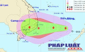 Bão số 9 trên biển Đông, hướng vào các tỉnh Nam Trung Bộ